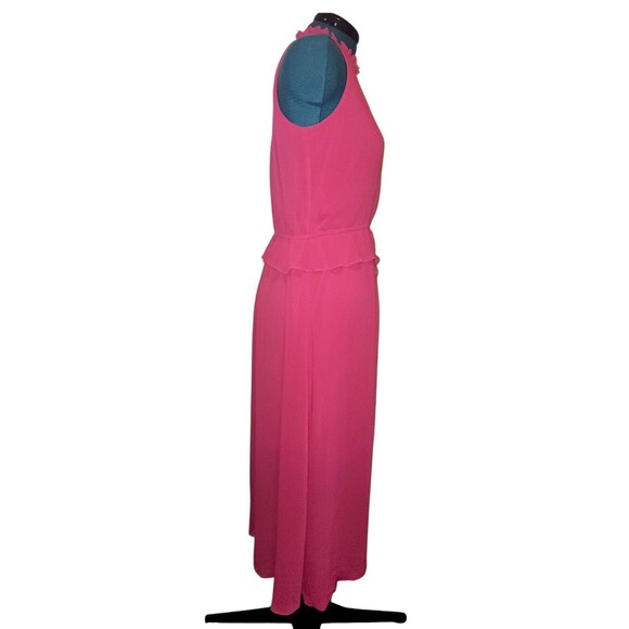 Sam Edelman Women NEW Satin Sleeveless MIDI Glam Mobwife Dress Fushia Pink SZ 10 - Picture 5 of 8